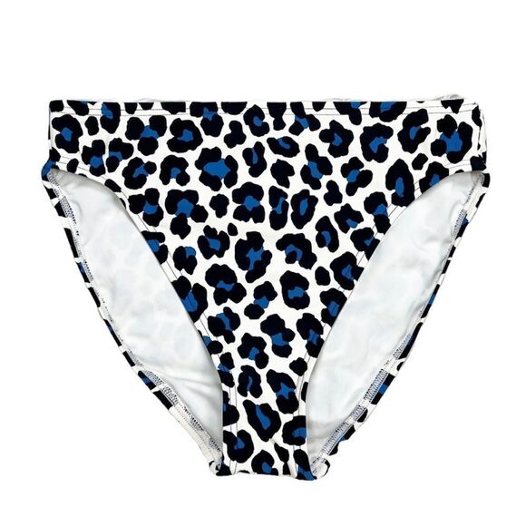 Michael Kors Oasis Crew Blue Leopard High Waist Bikini Bottoms Size Small - Picture 3 of 5